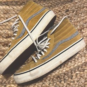 Mustard yellow suede high top Vans